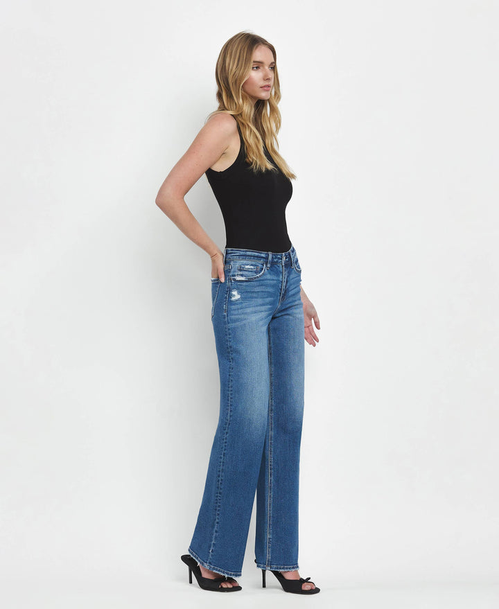 MID RISE FULL LENGTH WIDE LEG JEANS T6613