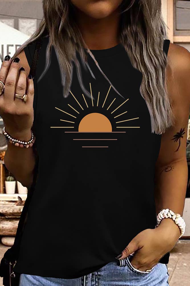 Sunshine Print Graphic Tank Top