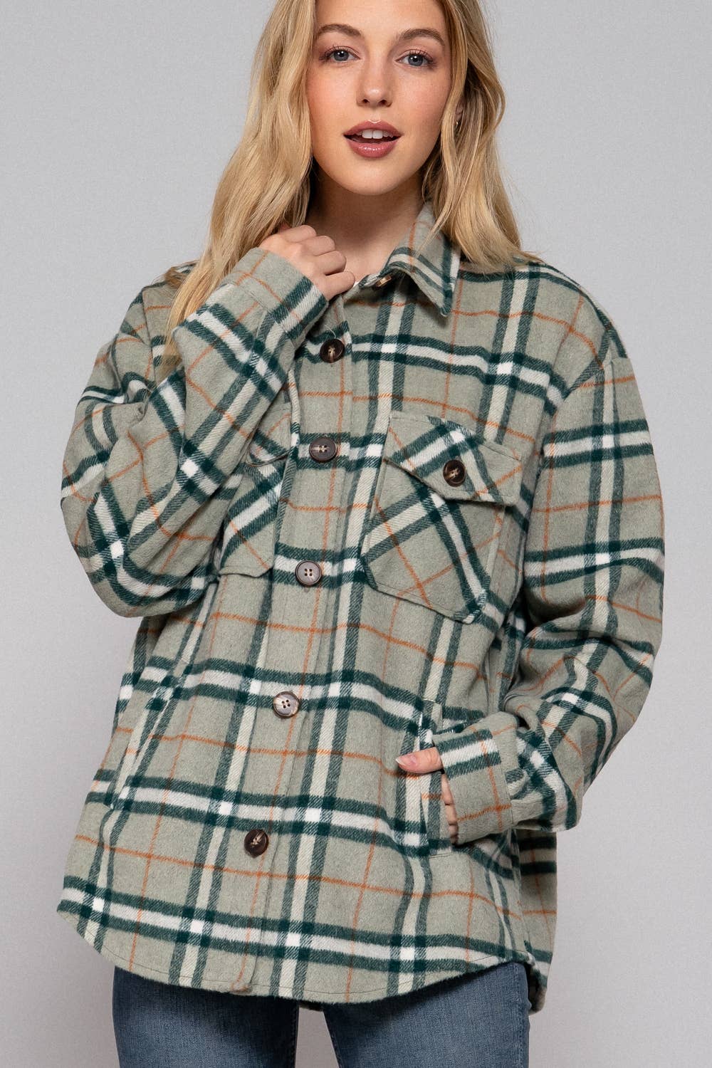 Wool Blend Plaid Shacket