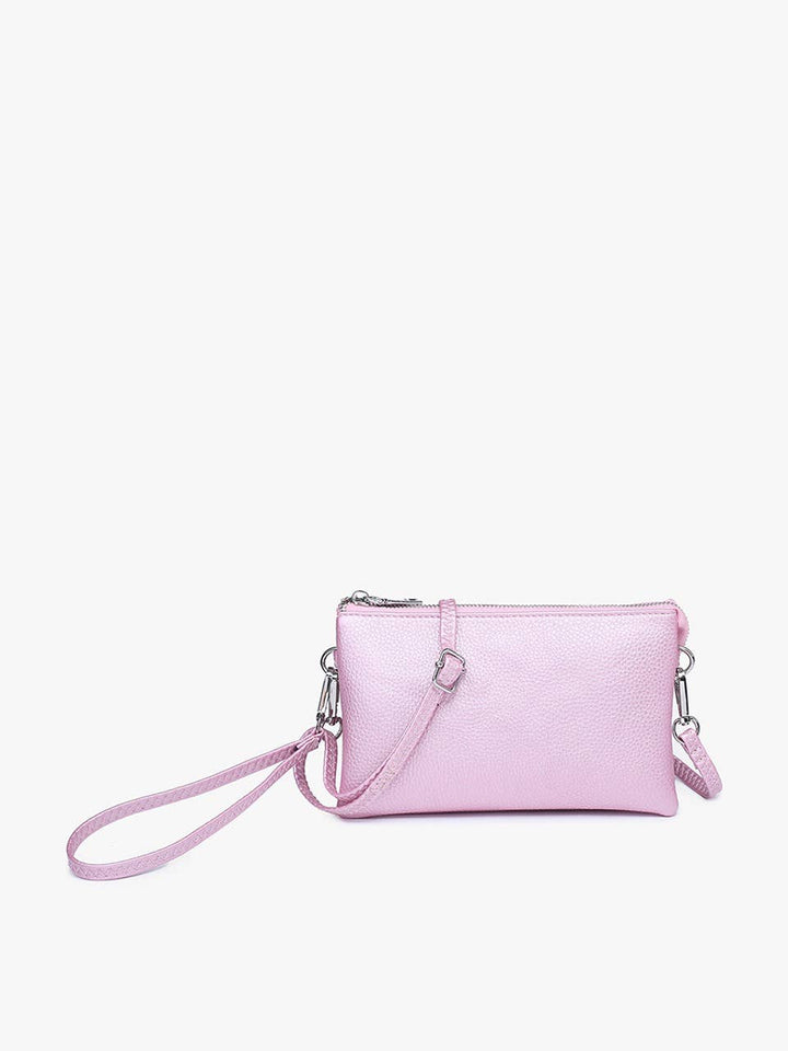 Metallic 3 Compartment Crossbody/Wristlet