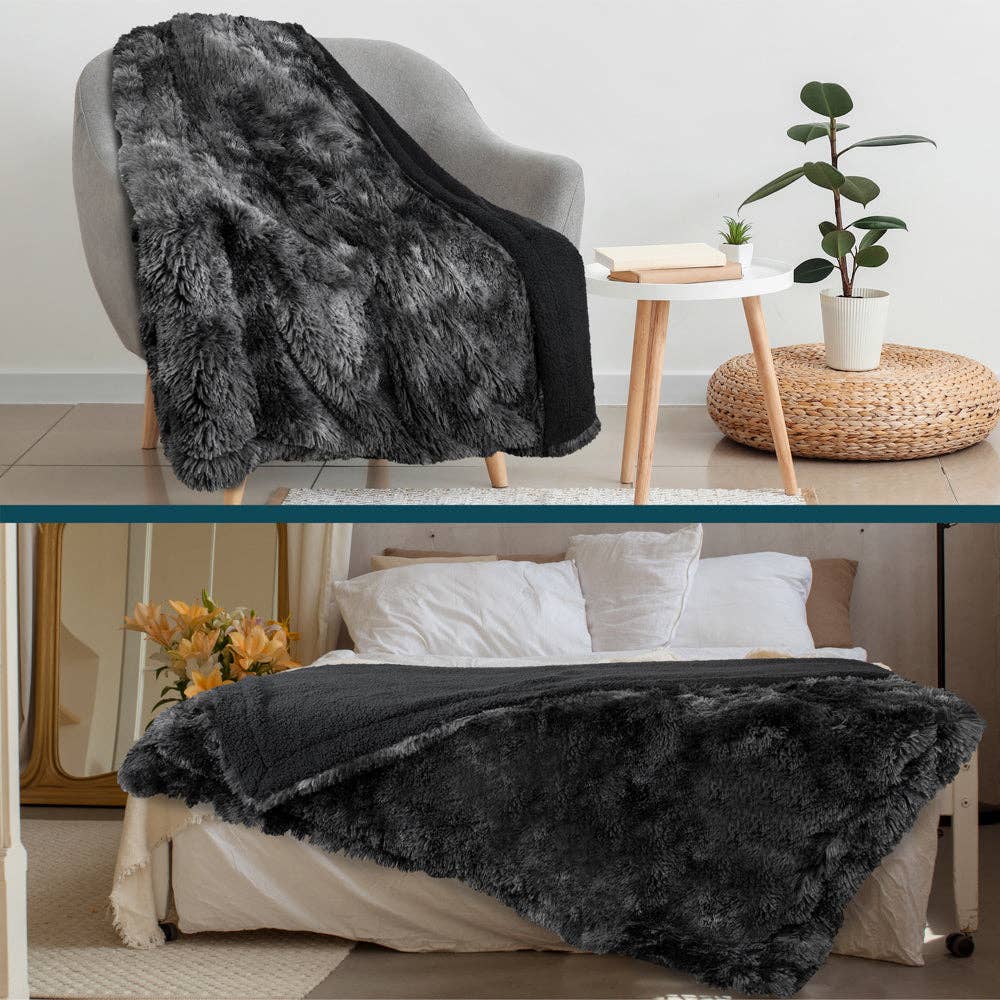 Faux Fur Sherpa Throw Blanket