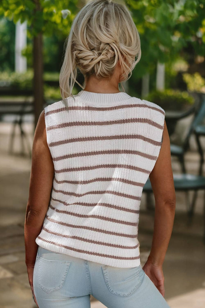 Striped Pattern V Neck Sweater Vest