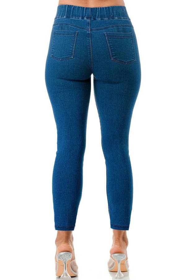 Curvy denim jeggings w/pocket