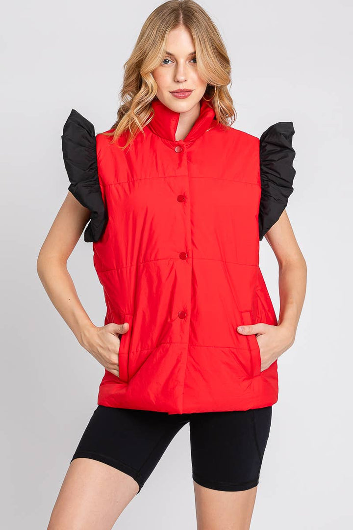 PUFF SNAP BUTTON HIGH NECK VEST