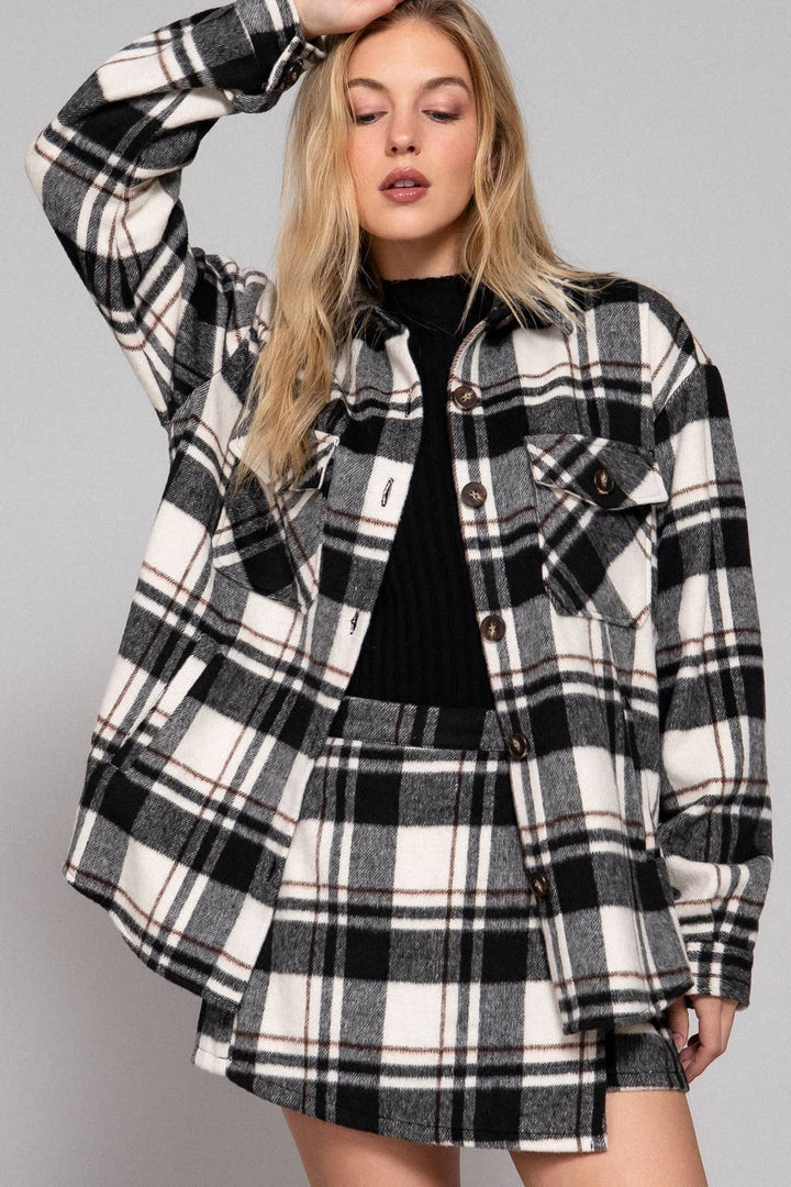 Wool Blend Plaid Shacket