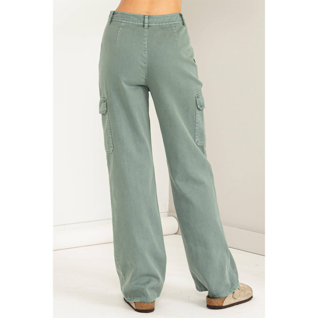 HIGH WAIST WIDE LEG CARGO PANTS