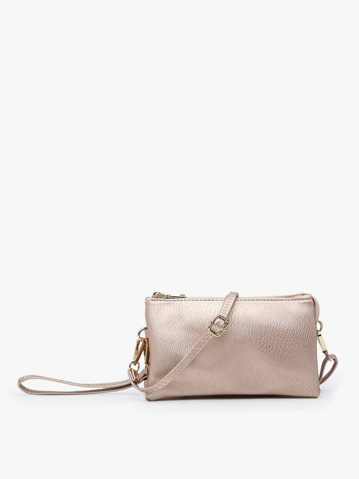 Metallic 3 Compartment Crossbody/Wristlet