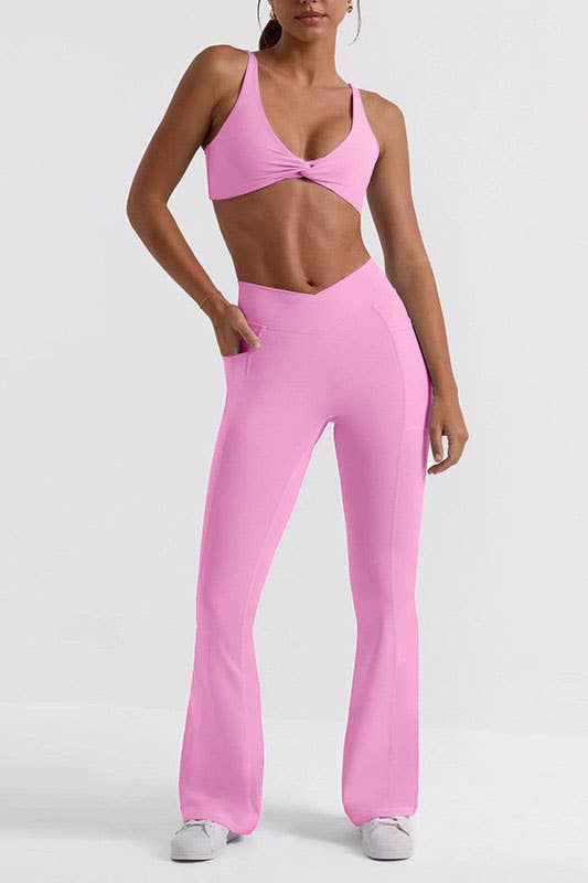 Active wear cross waist band yoga pants