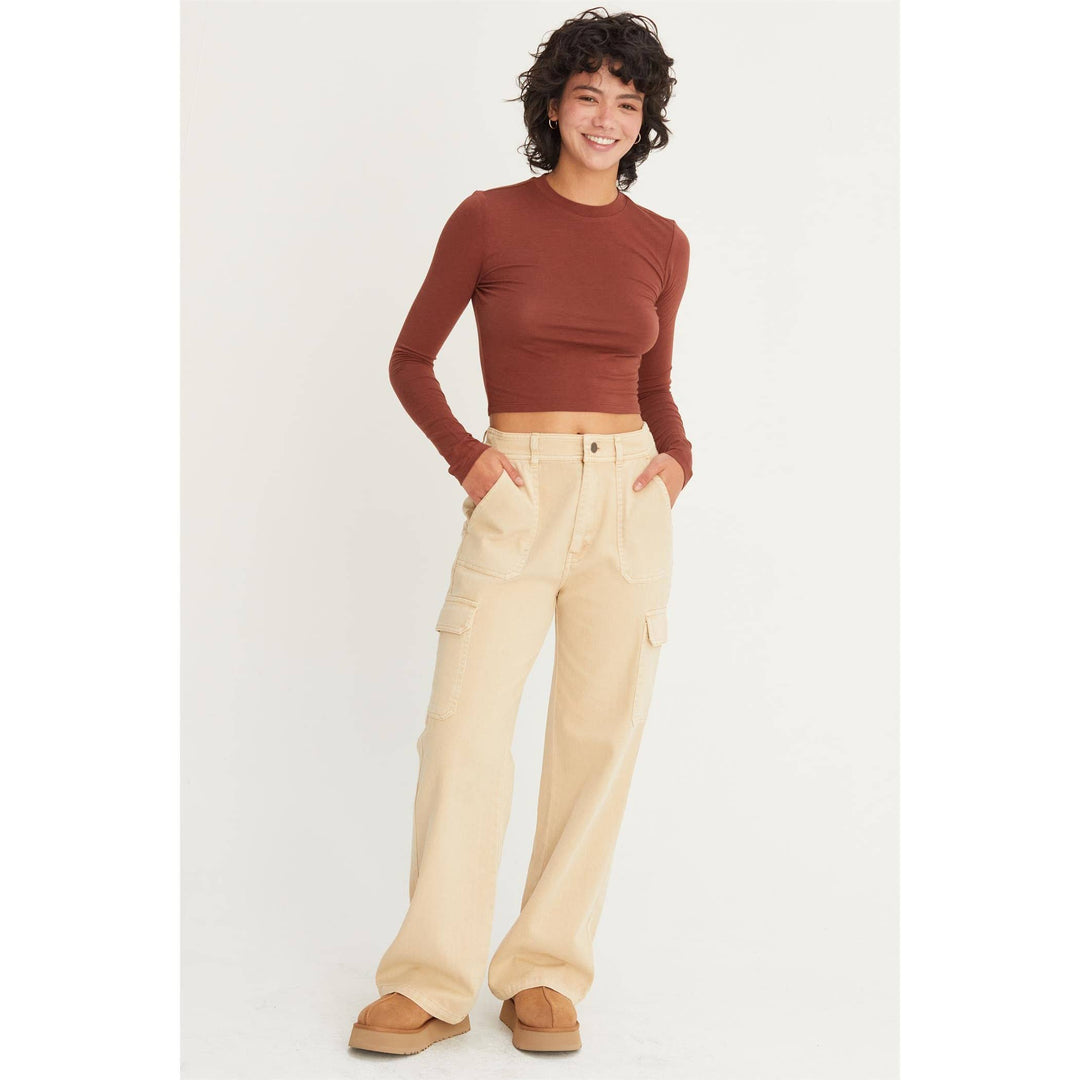 HIGH WAIST WIDE LEG CARGO PANTS