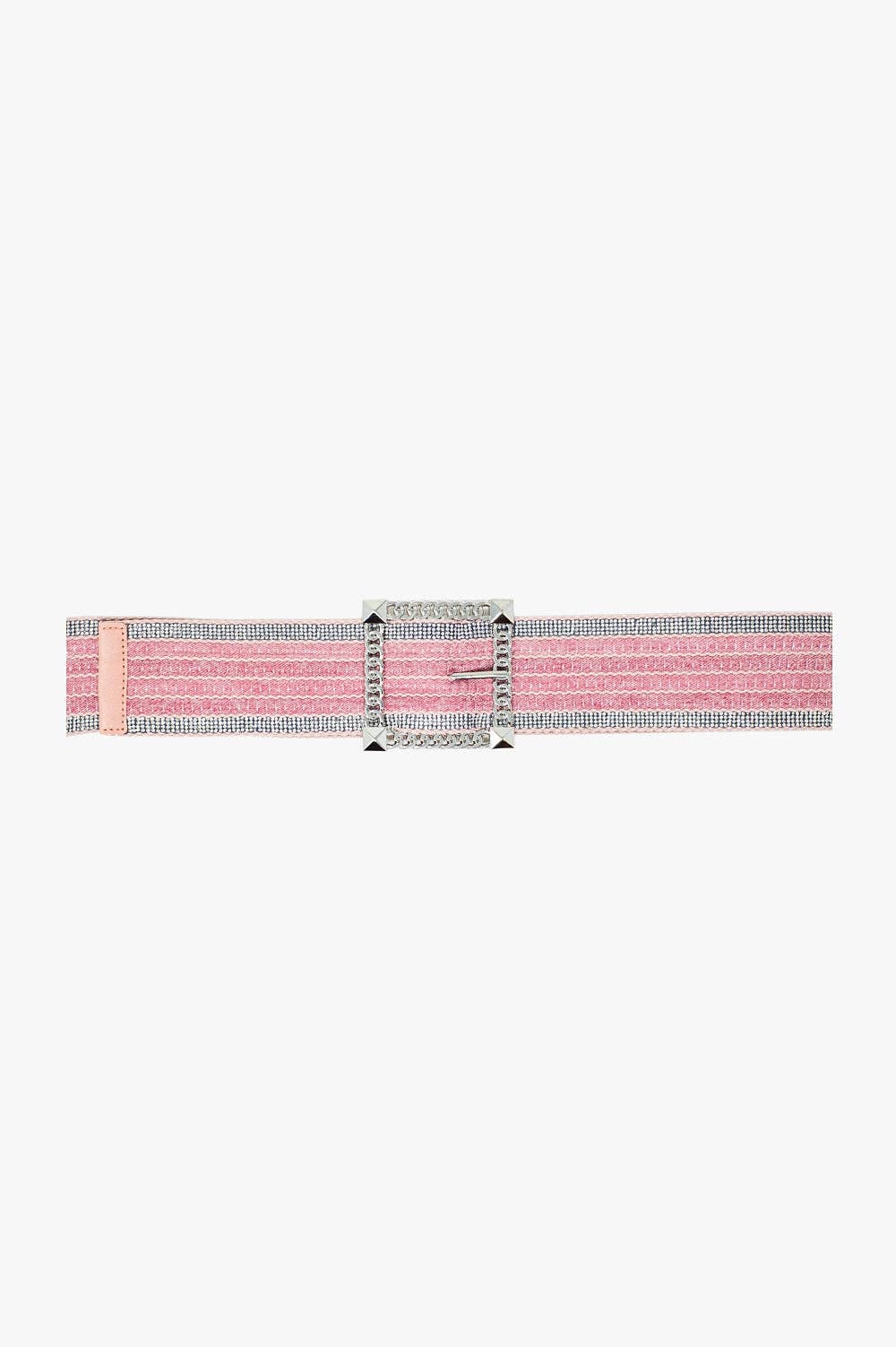 Pink woven wide belt with Squared buckle