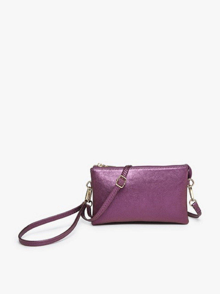 Metallic 3 Compartment Crossbody/Wristlet