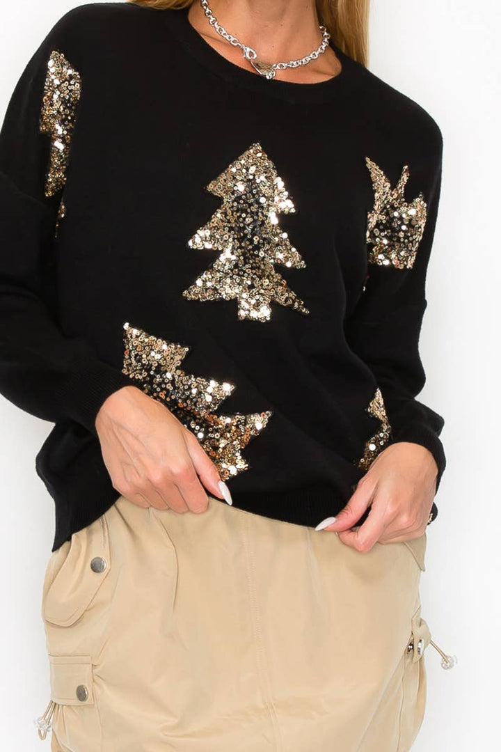 HOLIDAY TREE SEQUIN SWEATER