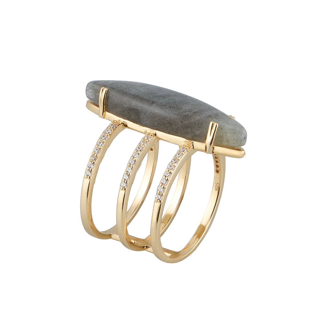 Labradorite Marquis Ring 14k gold vermeil