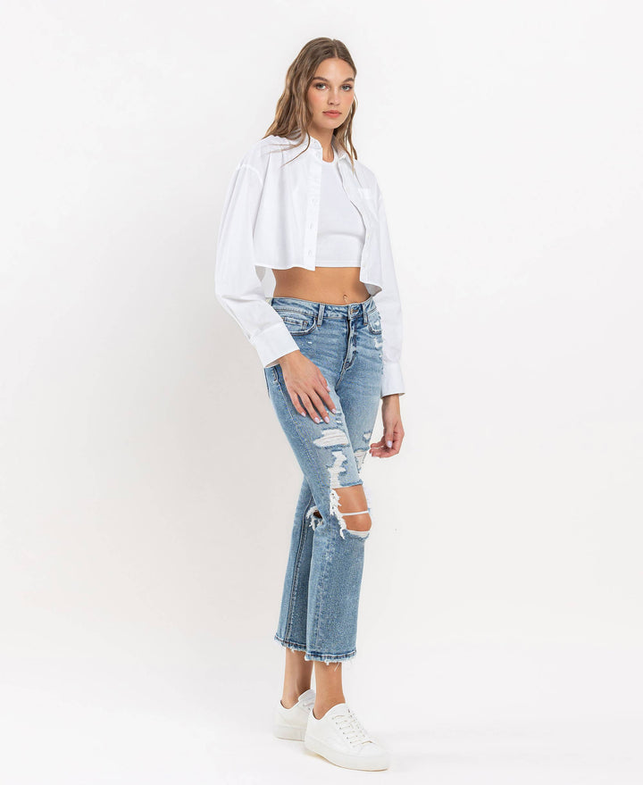 HIGH RISE SLIM STRAIGHT JEANS