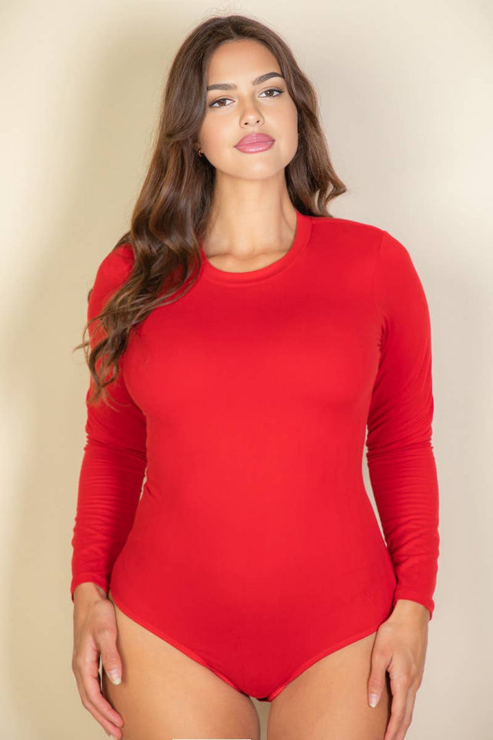 Curvy Long Sleeve Round Neck Bodysuit