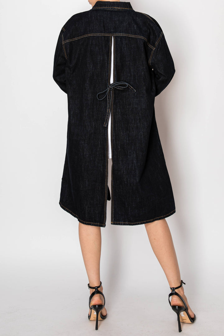 ARTEMIS BACK TIE SLIT DENIM JACKET