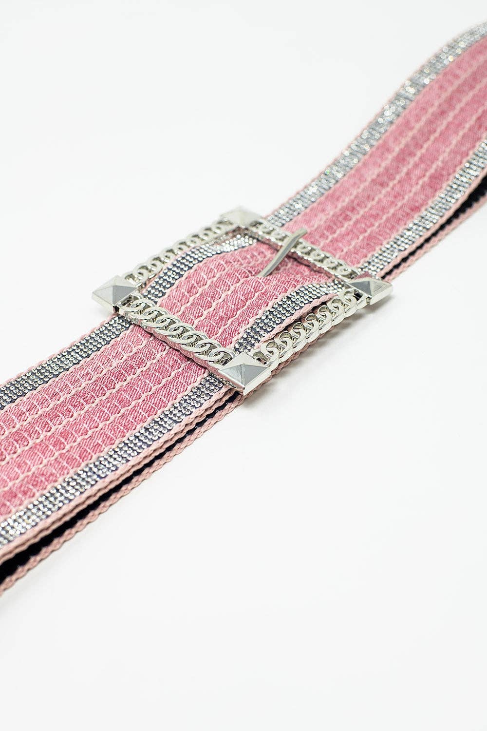 Pink woven wide belt with Squared buckle