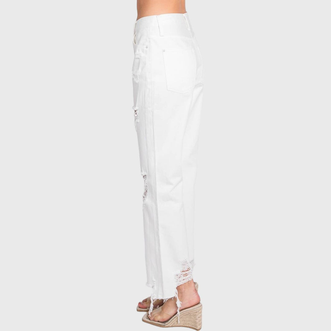 PETRA WHITE HIGH RISE CROPPED  JEANS