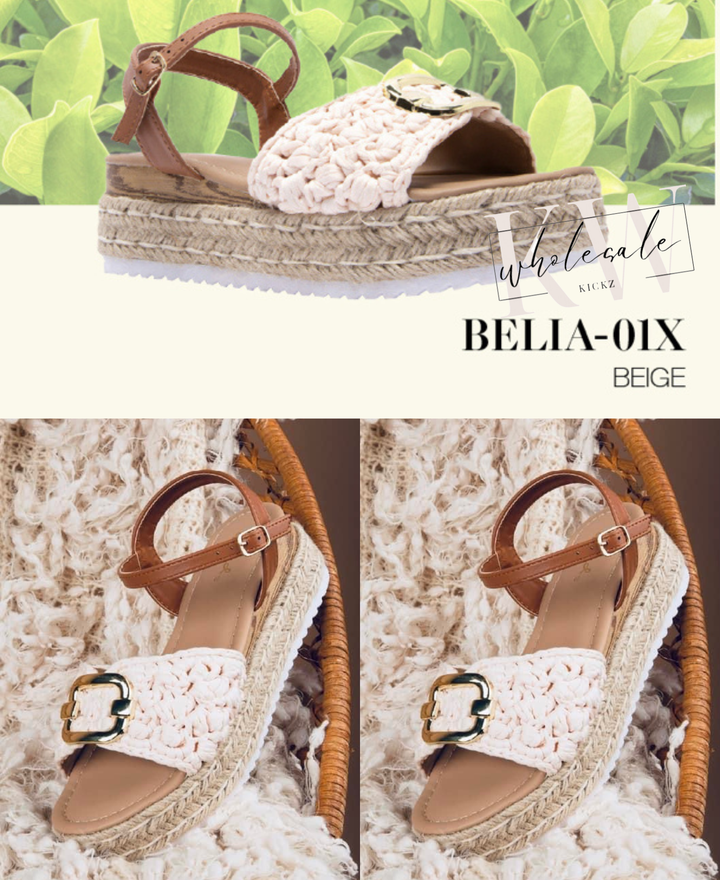 Qupids Raffia textured wedge