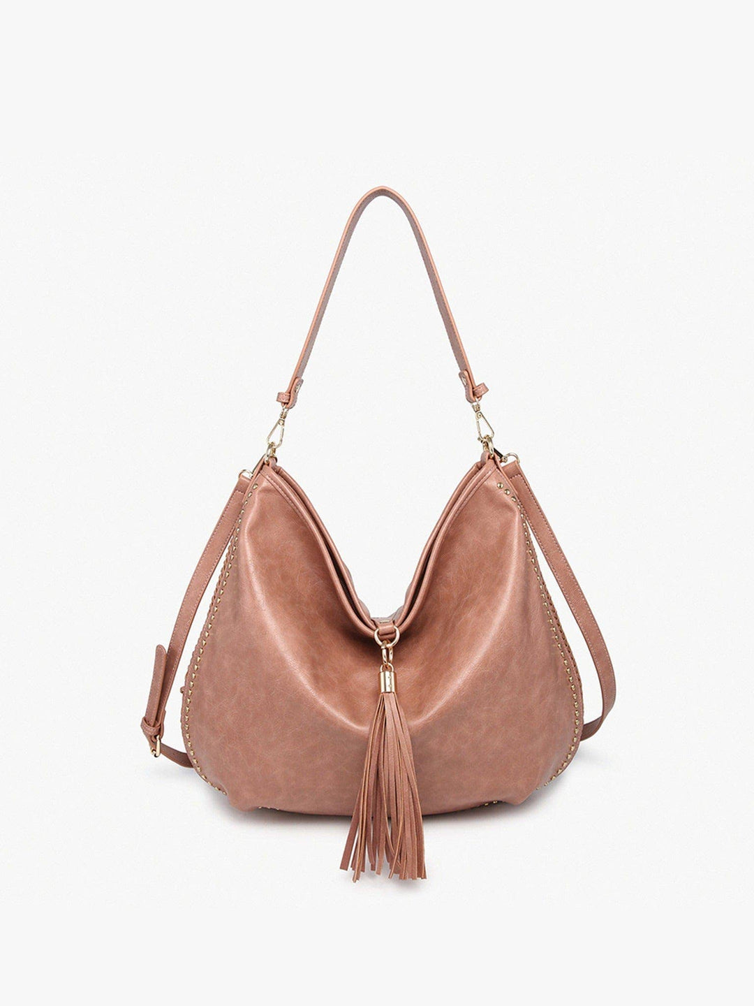 Demi Distressed Studded Hobo Bag