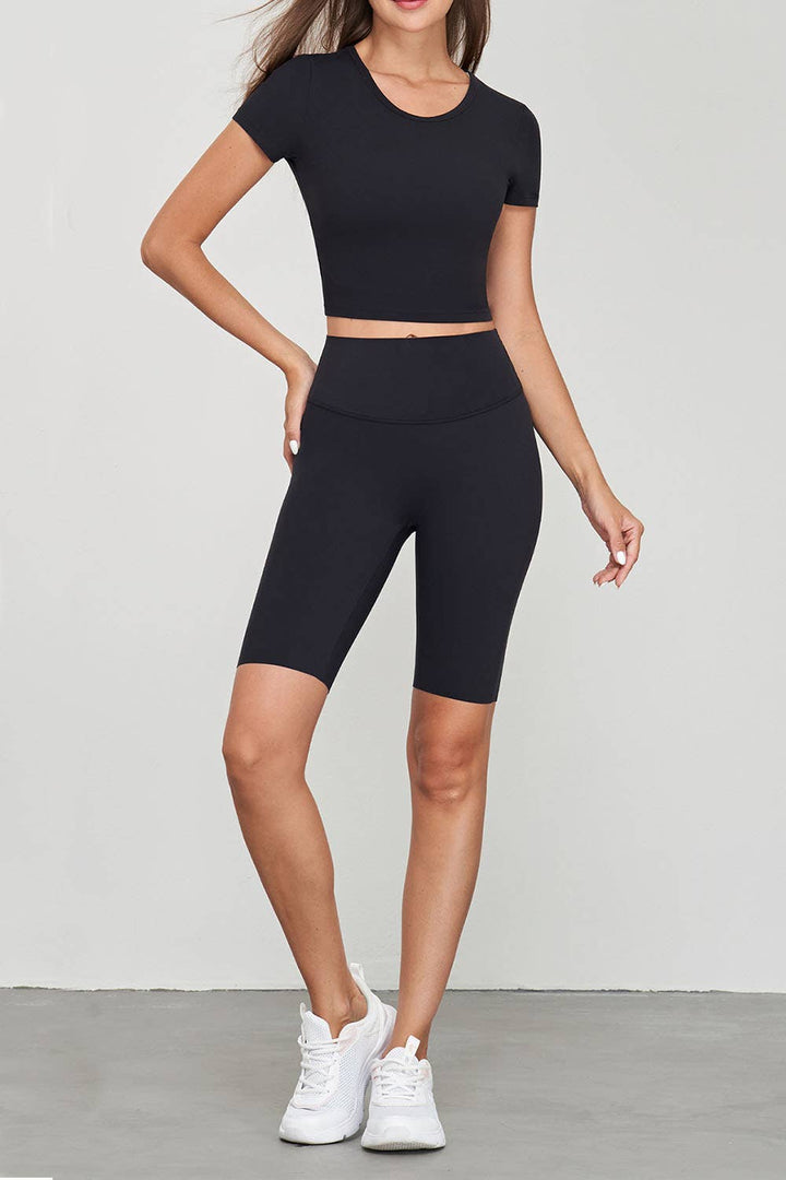 Seamless short sleeve  round neck crop