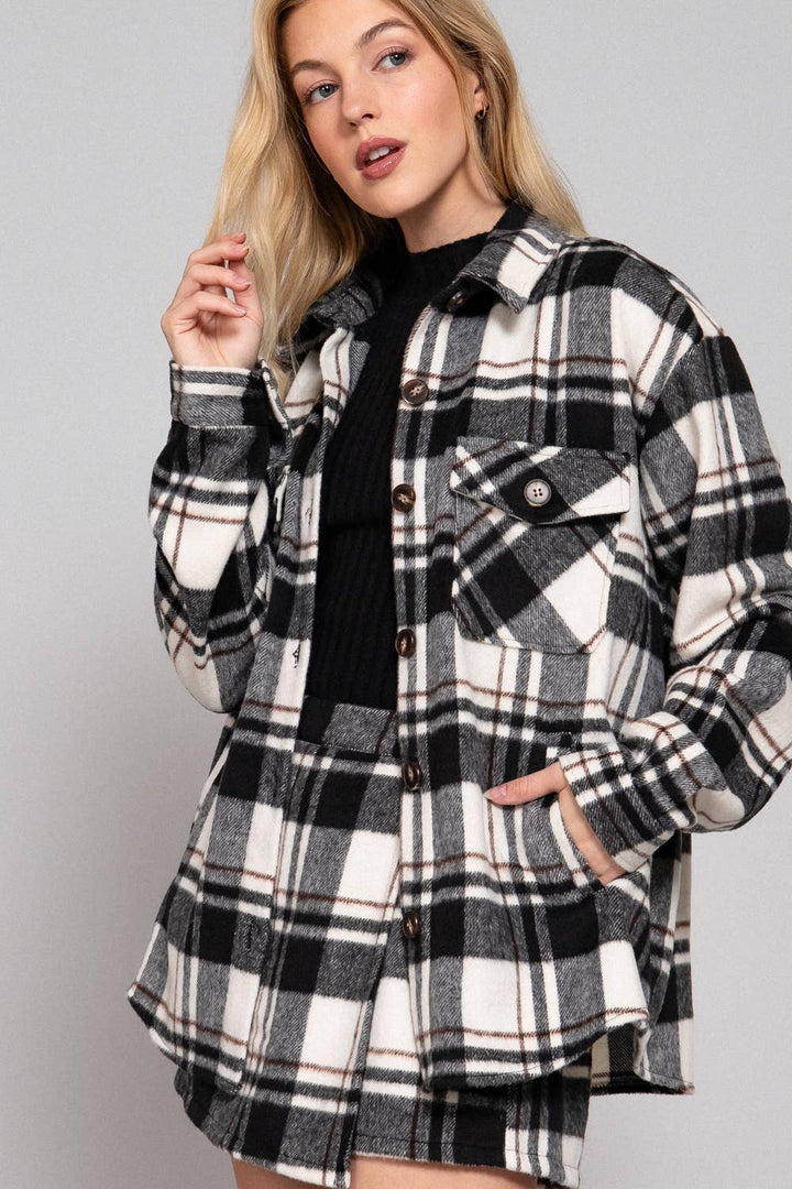 Wool Blend Plaid Shacket