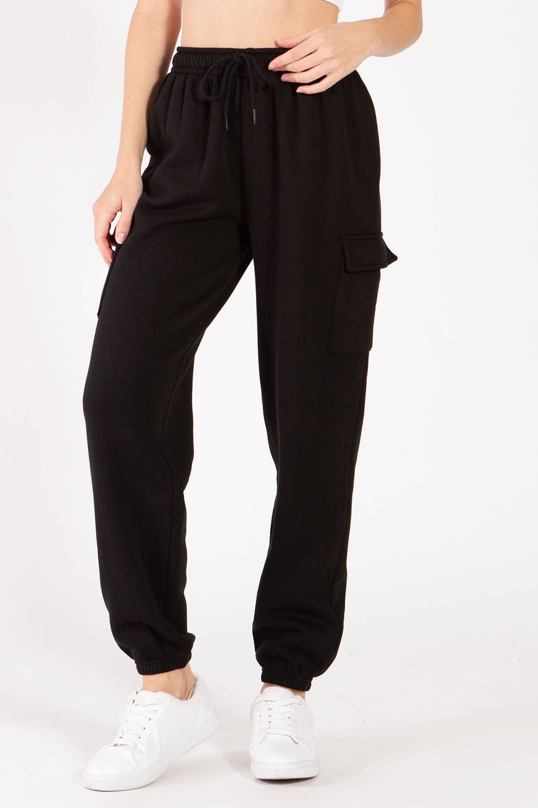 Oversize boyfriend fleece cargo jogger pants