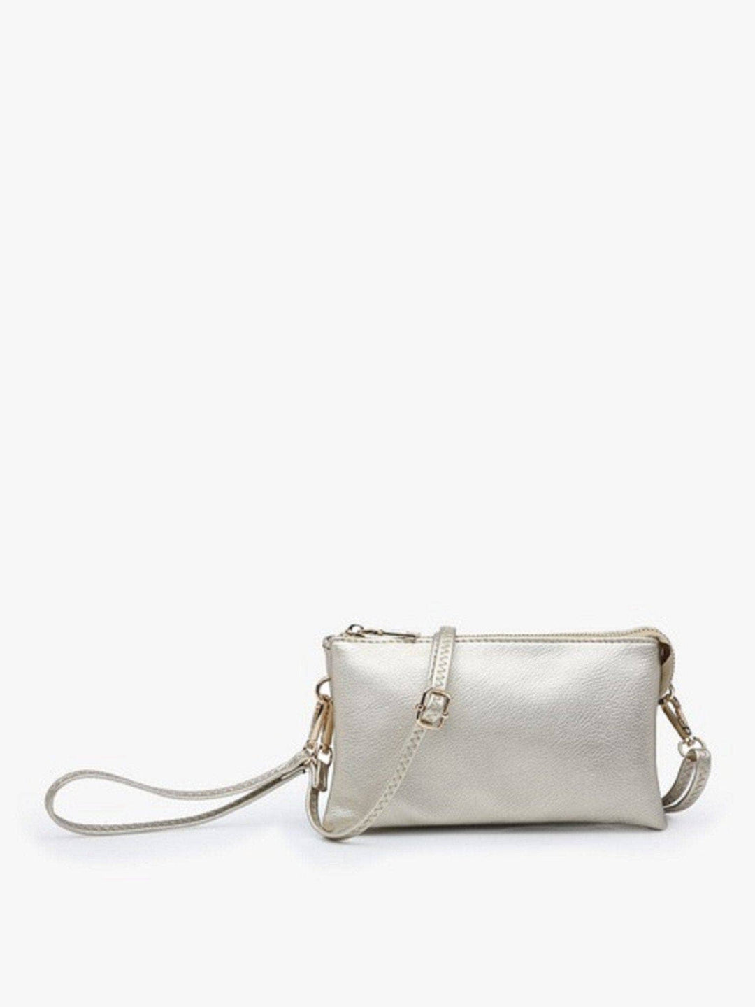 Metallic 3 Compartment Crossbody/Wristlet