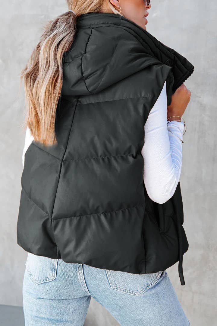 Hooded Puffer Slip Pocket Waistcoat