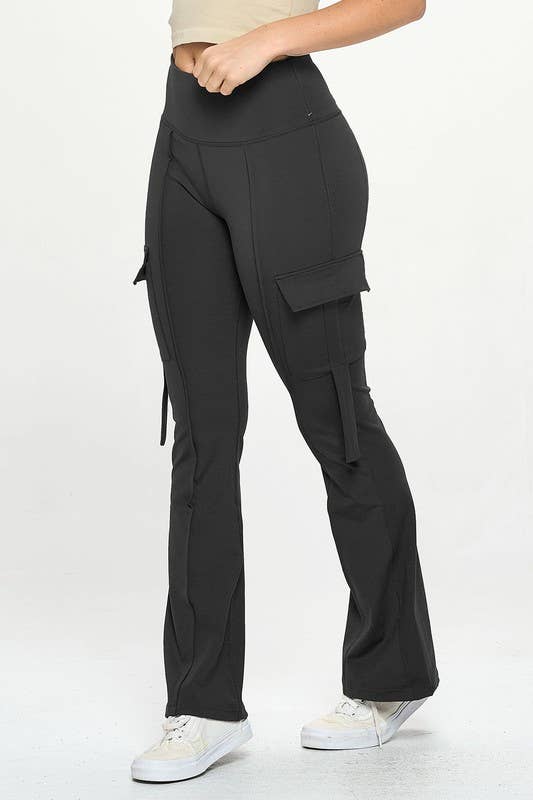 Active wear flare yoga cargo leggings