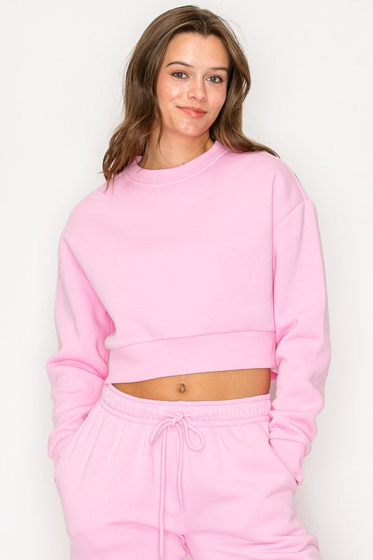 Cropped Fleece Crewneck Sweatshirt